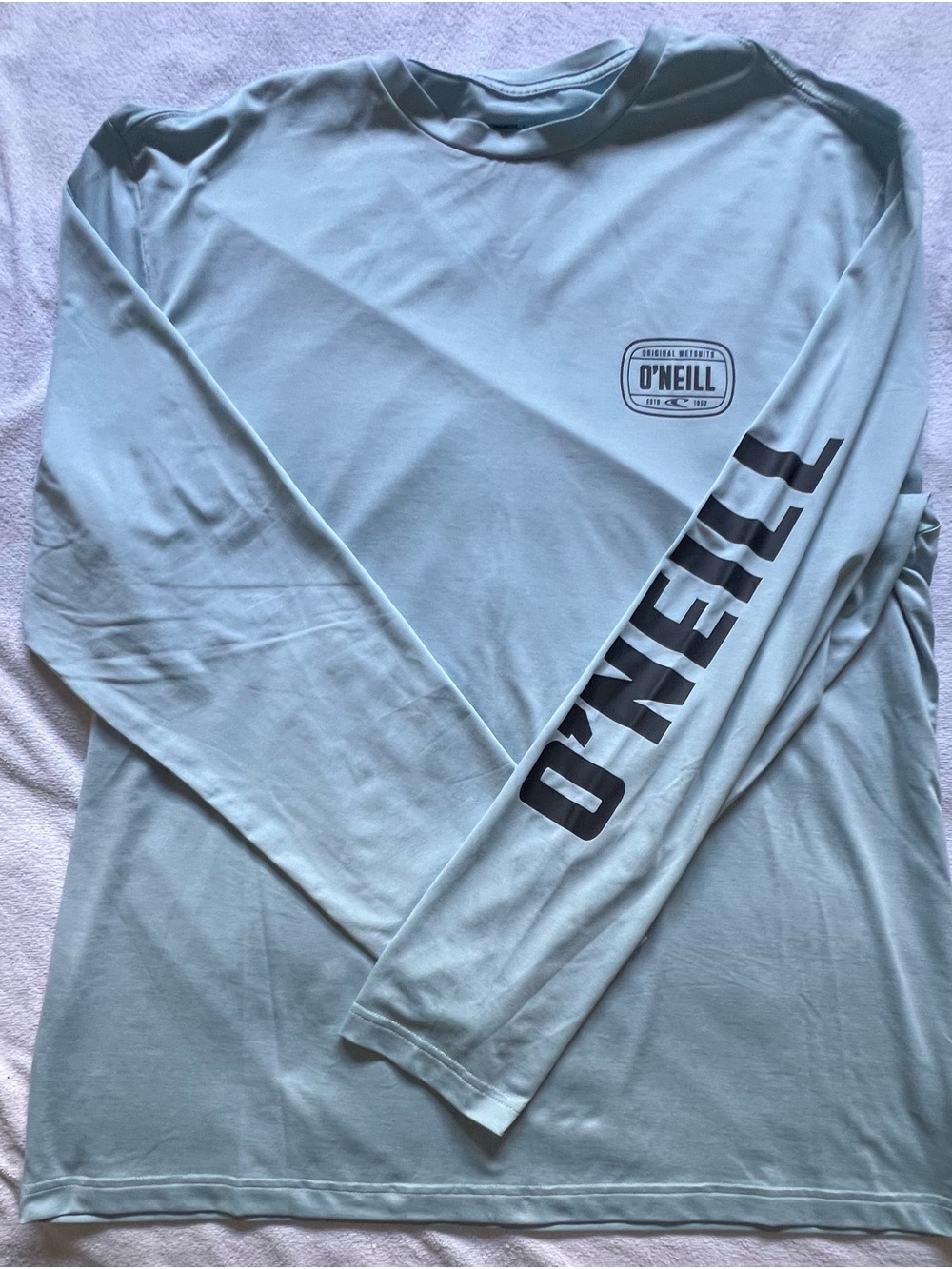 O'Neill Men's Long Sleeve Swim Rash Guard in Pale Blue with UPF 50+ Protection